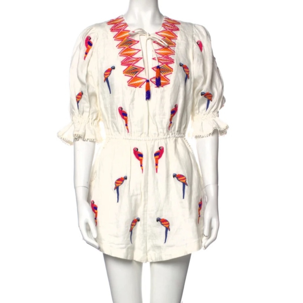 Adorable McCaw print on white beautiful material, Shorts/ romper